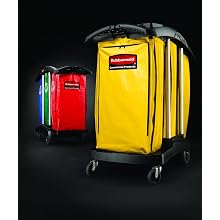 Rubbermaid Commercial Triple Capacity Cleaning Aluminum Service Cart, Black, 44" Height, 51-3/4" Length x 22" Width