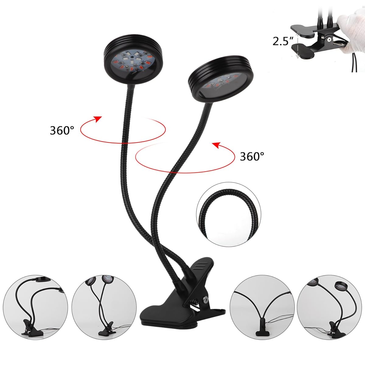 LED Grow Light, Amsuns Clip on Desk Plant Clamp Lamp with 360 Degree