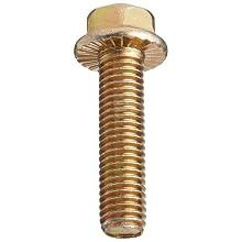 Grade 5 Steel Serrated Flange Bolt, Zinc Yellow-Chromate Plated Finish, Hex Head, UNC Threads, Hex Head, Meets IFI-111 (2002)/SAE J429 (1999)/ASTM B633 Specifications, 1/4"-20 Thread Size, 1" Length, Fully Threaded, Pack Of 50
