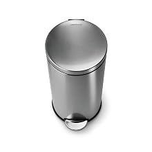 simplehuman Round Step Trash Can, Fingerprint-Proof Brushed Stainless Steel, 30 Liters /8 Gallons