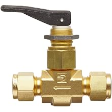 Parker VQ Series Brass Toggle Valve, Inline, Toggle Handle, PTFE Stem, A-Lok Compression Fitting