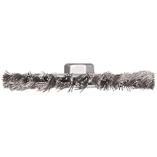 Weiler Vortec Pro Wide Face Wire Wheel Brush, Threaded Hole, Carbon Steel, Full Twist Knotted, 6" Diameter, 0.025" Wire Diameter, 5/8-11" Arbor, 11000 rpm