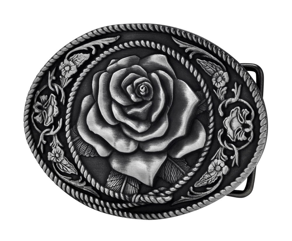 Buckle Rage Adult Womens Western Vintage Rose Ornate Rope Belt Buckle