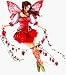 Red Winged Fairy with Red Petal Dress Holding String of Hearts - Sticker / Decal