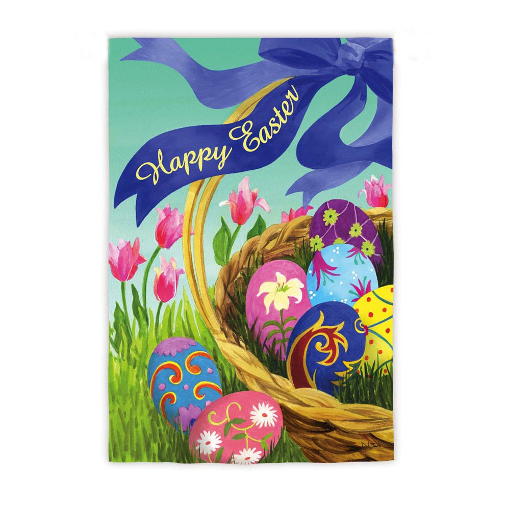 elegant easter basket suede reflections garden flag with metal