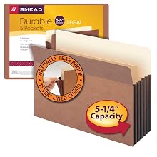 Smead Straight Cut Tab File Pockets, 5-1/4-Inch Expansion, Legal Size, Redrope, Pack of 5 (74885)