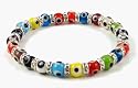 Swarovski evil eye bracelet in 6mm glass multicolor beads (thin cut)