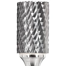 Bassett Cylindrical Solid Carbide Bur, Uncoated (Bright) Finish, Double Cut, End Cut End