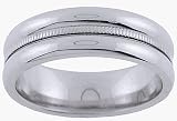 14K. White Gold Machine Carved Comfort Fit Wedding Band Ring
