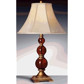 Complements 10388SB Amber Glass with French Gold Table Lamp with Shantung Shade by Complements