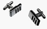 Stainless Steel 3 Line Cufflinks with leather backing