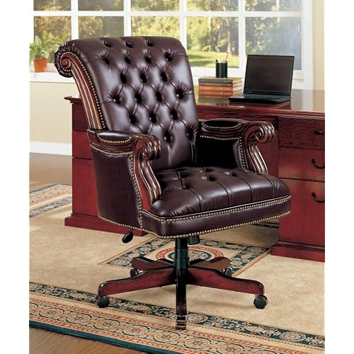 Coaster Traditional Executive Office Chair Nail head Trim Tufted Back