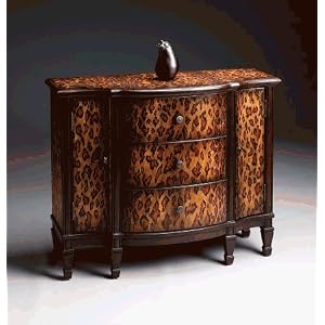 Elegant Decor 674182 Console Cabinet - Leopard Spots Finish