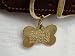 Large Brass Bone Dog ID Tag - Both Sides Engraved (Font=Garamond 3 Line)