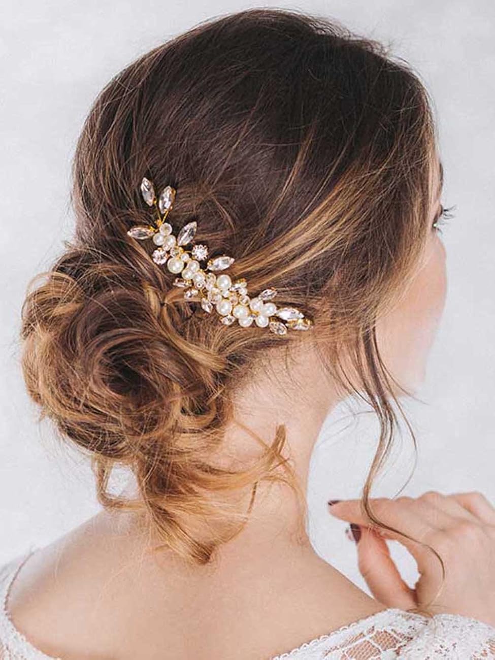 Venusvi Vintage Wedding Hair Combs with Bead and Rhinestones for Women