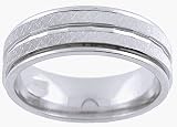 14K. White Gold Machine Carved Comfort Fit Wedding Band Ring
