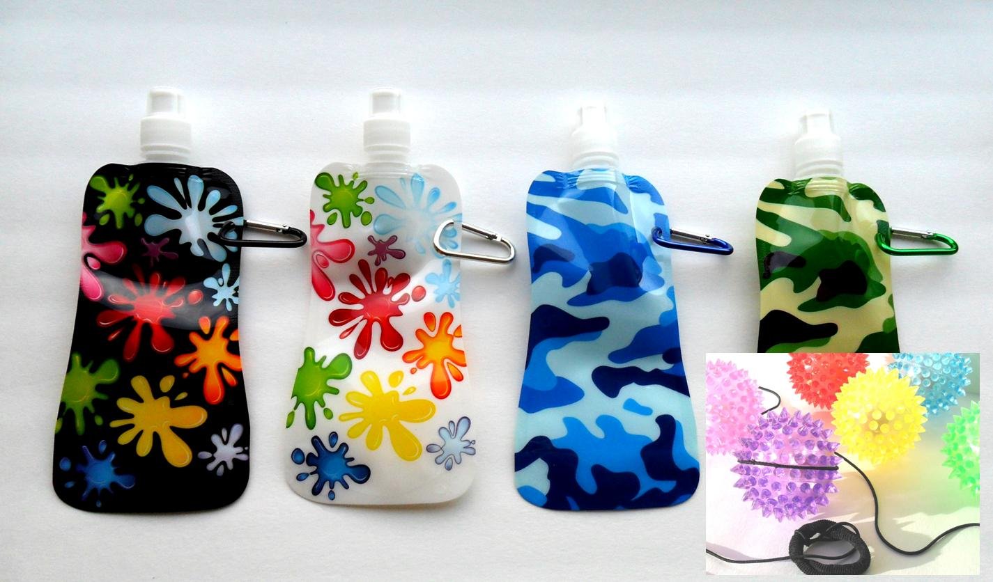 Foldable Water Bottle Set of 4 Assorted Eco-friendly 15 Oz. 