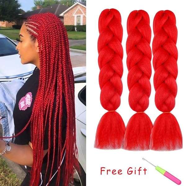 My Like Red Braiding Hair 100g Pcs 3pcs Lot Synthetic Braiding
