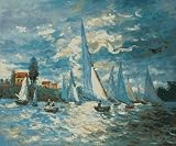 Art Reproduction Oil Painting - Monet Paintings: Regates a Argenteuil - Standard 20x24 - Hand Painted Canvas Art
