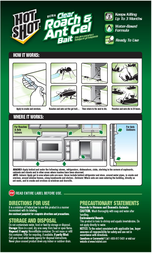 Amazon.com : Hot Shot Ultra Clear Roach & Ant Gel Bait HG-95769 ...