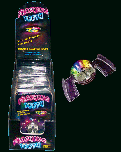 Flashing Teeth LED Blinking Mouthpiece, 12 units in a retail display box