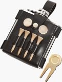 Visol 6 oz Black Leather Wrapped Flask W/ Golf Tools