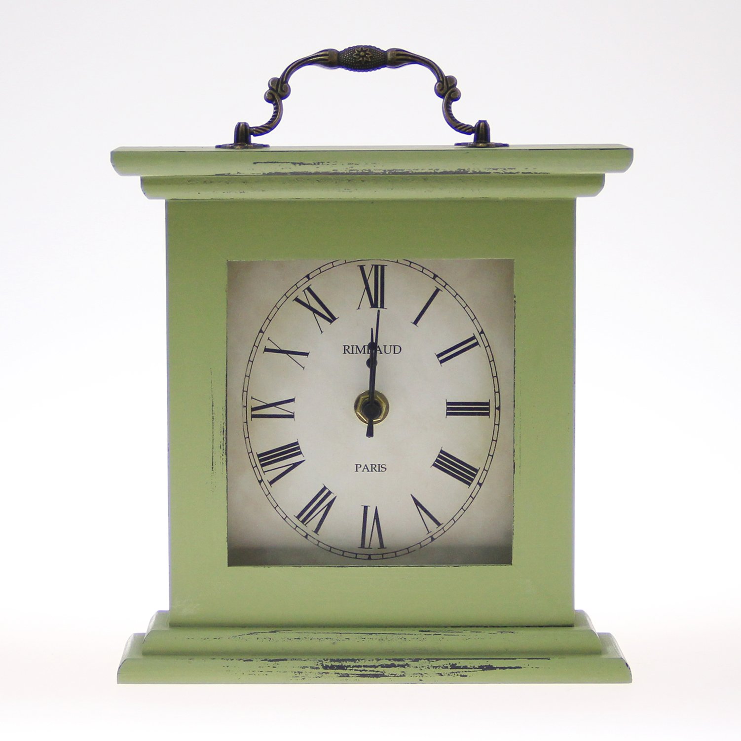 JustNile Rustic Table/Desk Clock with Handle Vintage Wooden Green eBay