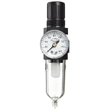 Dixon B07-202MG Norgren Series Manual Drain Miniature Filter/Regulator with Transparent Bowl, 21 SCFM, 1/4" Port Size, 150 PSI