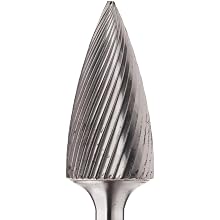 PFERD Tree Carbide Bur, Uncoated (Bright) Finish, Single Cut, Point End