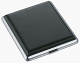 Visol Black Leather Double Sided Cigarette Case (Holds 18 Regular Size Cigarettes)