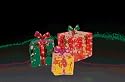 Lighted Boxed Gift Lawn Ornament Set Red, Green, and Gold, 3 Piece