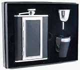 Buy Visol Bonded Leather 6 oz Built-in Cigarette Case Stainless Steel Flask Gift Set