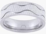 14K. White Gold Machine Carved Comfort Fit Wedding Band Ring