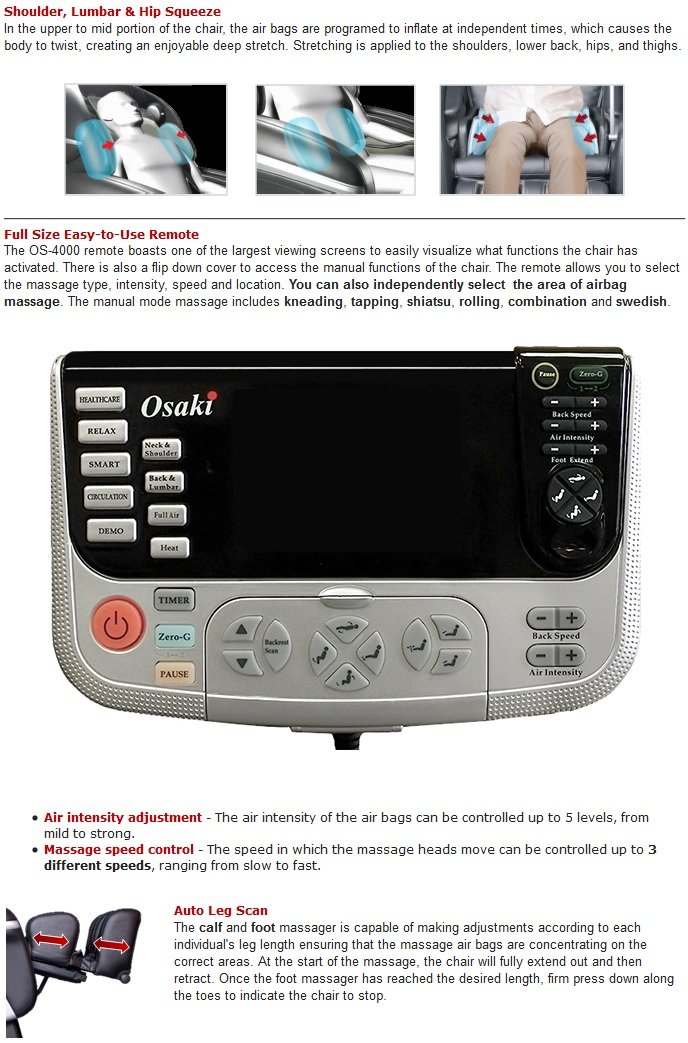 Amazon.com: Osaki OS-4000 Black-Beige Zero Gravity Shiatsu Massage ...