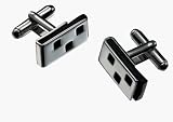 Stainless Steel Checkered Cufflinks with leather backing