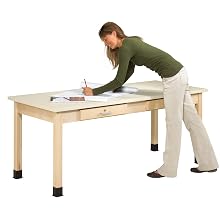 Diversified Woodcraft PT-72P Solid Maple Wood Plain Planning Desk with Dovetailed Drawers, 72" Width x 30" Height x 30" Depth