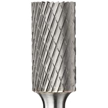 PFERD Cylindrical Carbide Bur, Long-Length, Uncoated (Bright) Finish, Double Cut, End Cut End