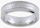 14K. White Gold Machine Carved Comfort Fit Wedding Band Ring