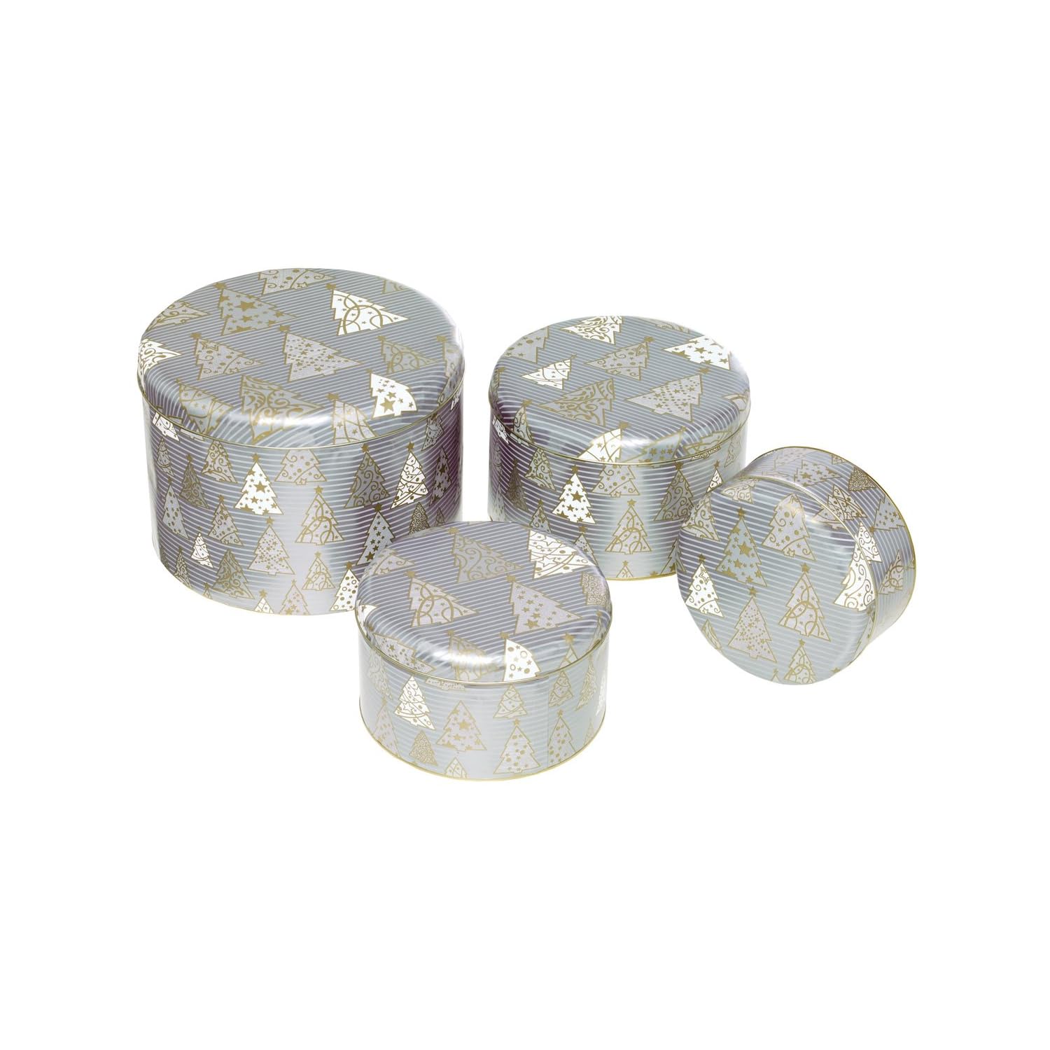 Birkmann 435162 Geb&#228;ckdosen-Set Winterwald, 4-teilig, rund