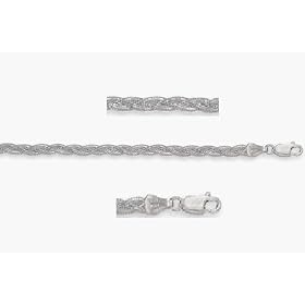 Anklet: 14K white Gold Braided Fox Chain Ankle Bracelet by 