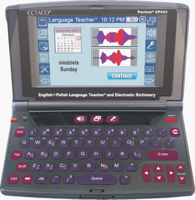 English <-> Polish Talking Electronic Dictionary, text translator, Audio PhraseBook ECTACO Partner EP850 plus LingvoSoft Polish Platinum Software pack for Free!