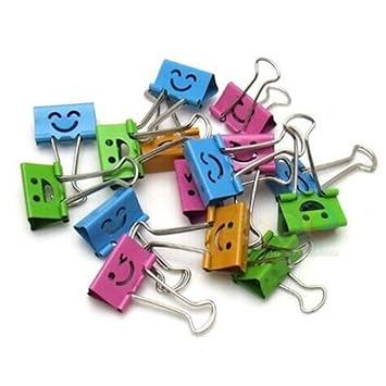 Deli Smiling Binder Clips ,19mm ,Assorted Colors ,40 Clips per Tub (8487)