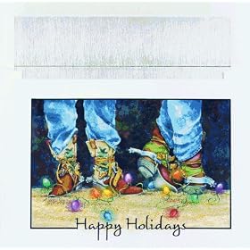 Cowboy Boots & Lights Western Christmas Cards -