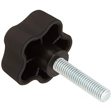 DimcoGray Black Thermoplastic 5 Lobe Fluted Soft Feel Knob Female, Brass Insert: 3/8-16" Thread x 1-3/4" Depth, 2" Diameter x 1-3/8" Height x 3/4" Hub Dia x 33/64" Hub Length (Pack of 5)