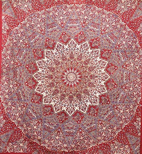 Indian Star Mandala, Hippie Psychedelic, Indian Tapestry Throw Wall Hanging, Queen Bedspread Throw Decor Art, Bohemian Wall Hanging