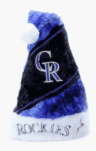 Buy Colorado Rockies Santa Hat - Colorblock Himo Plush by Sports Memorabilia LLC