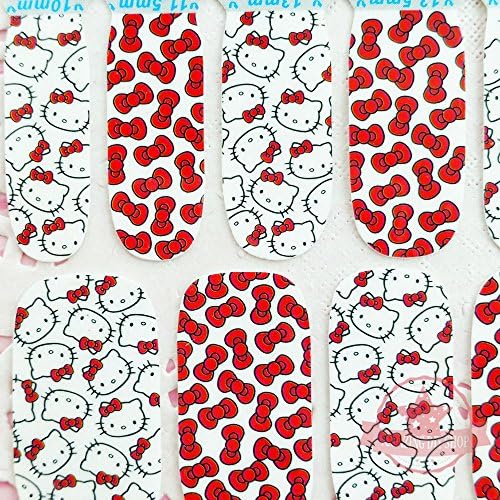 1 set Hello Kitty Bow one set of Full Nail polish strips wrap stickers Salon effects
