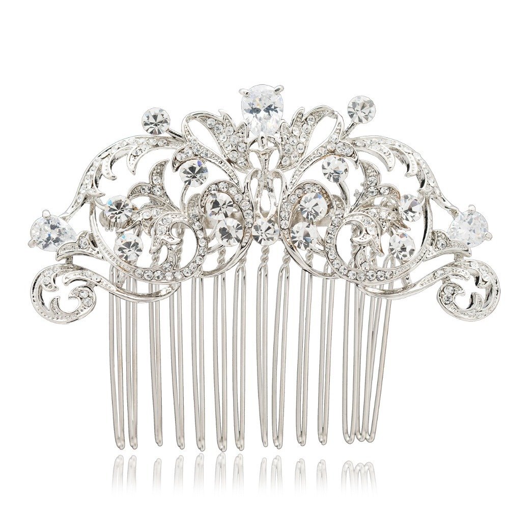 Sepjewelry 2253R Vintage Style CZ Rhinestone Hair Comb Pin Clip