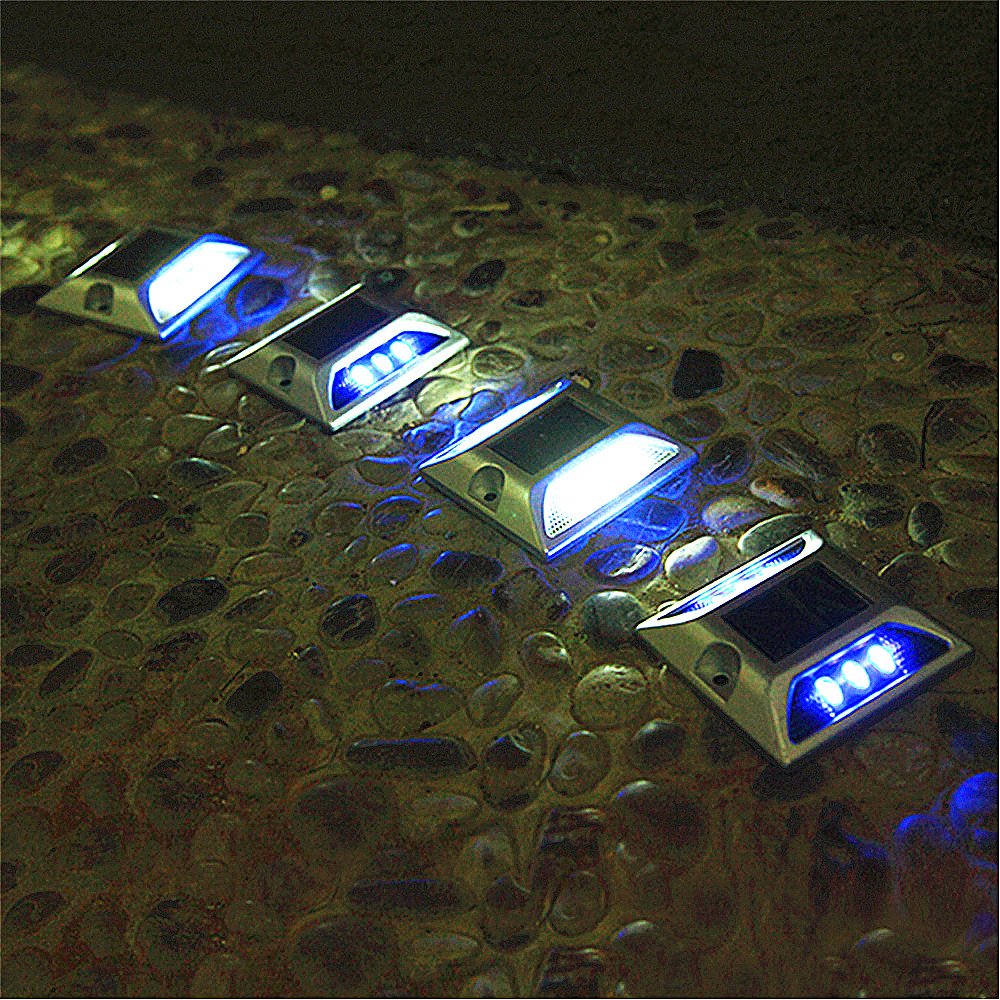 Deck Lights, SOLMORE 2 Pack LED Solar Dock Path Road Lights Marker