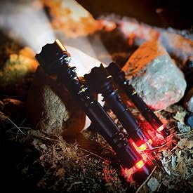 Highland Tactical LED Flashlights with Red Tail Emergency Flashers in Aluminum Case
